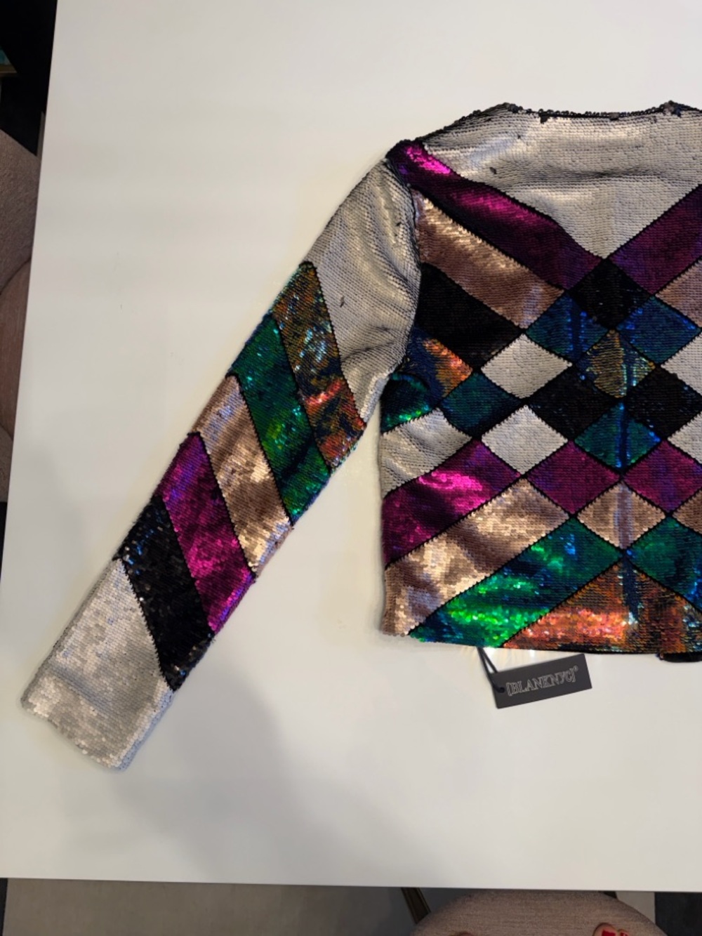 Blank NYC Multicolor Sequin Chevron Blazer Jacket - Picture 9 of 10
